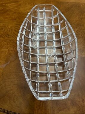 Clear Glass Decorative Serving Bowl - Elegant Lattice Design